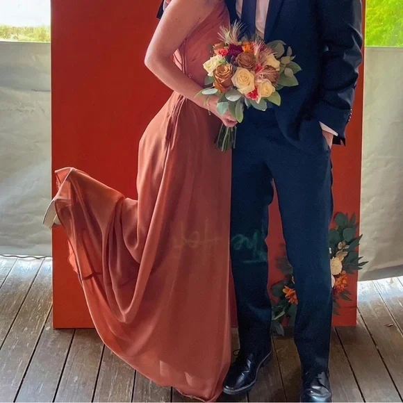 burnt orange long sleeve dress Few Moda | Taylor Dress